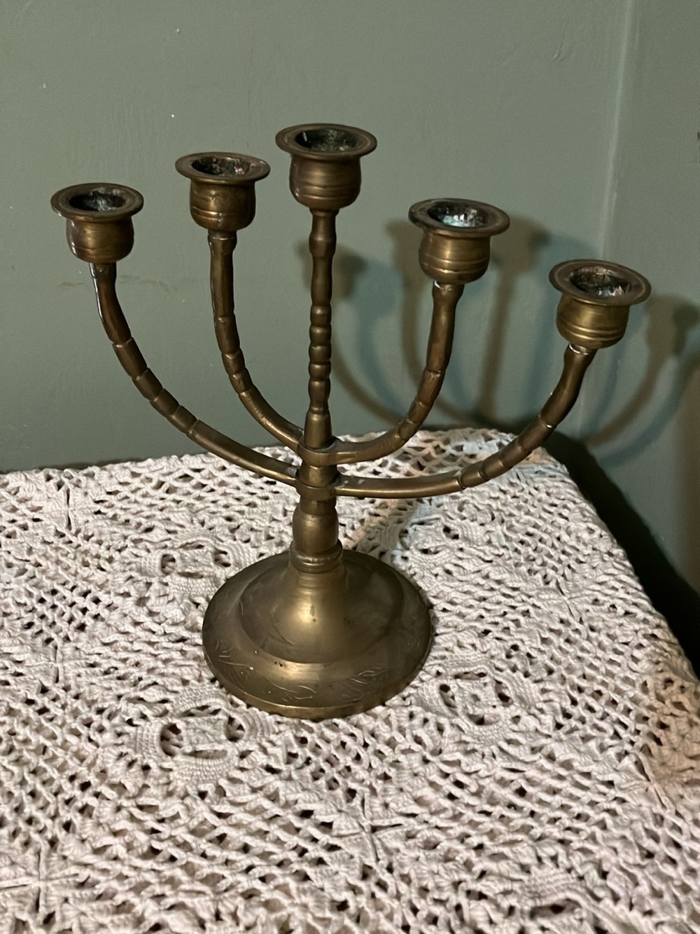 Vintage Brass 5-Arm Candelabra Candle Holder